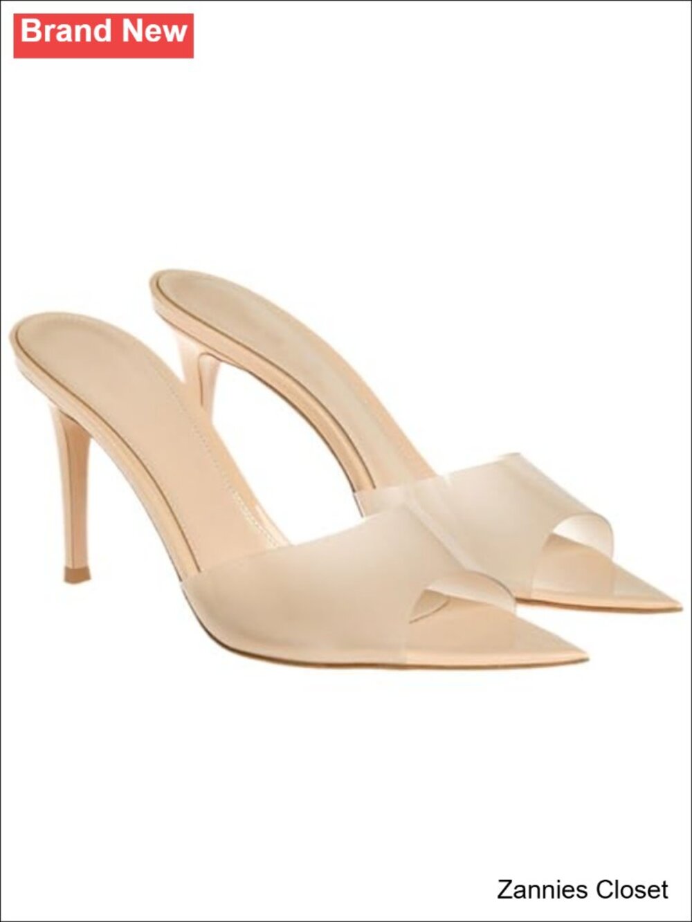 ✨Women's Clear Pointed Toe Slingback Stiletto Heel Sandals Open Toe Backless